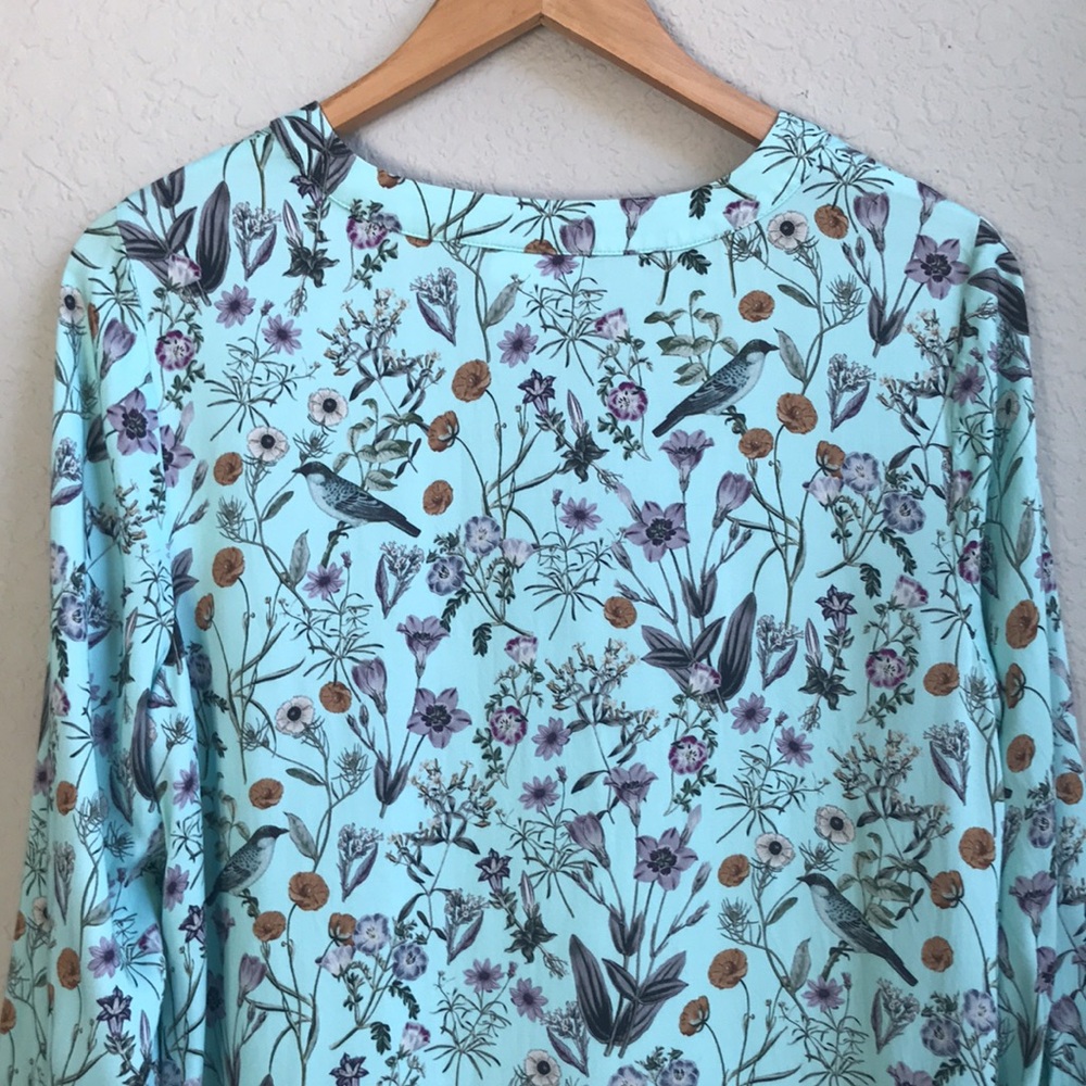 J Jill Floral Bird Print Women's Top - Picture 11 of 16